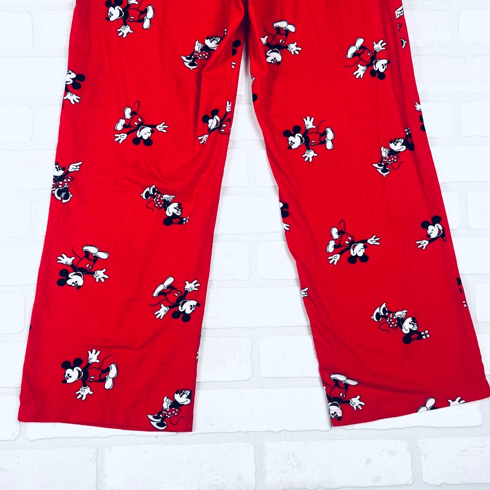 Disney Mickey Minnie Mouse Pajama Pants Womens Medium Red Wide Leg Sleepwear - Picture 6 of 14